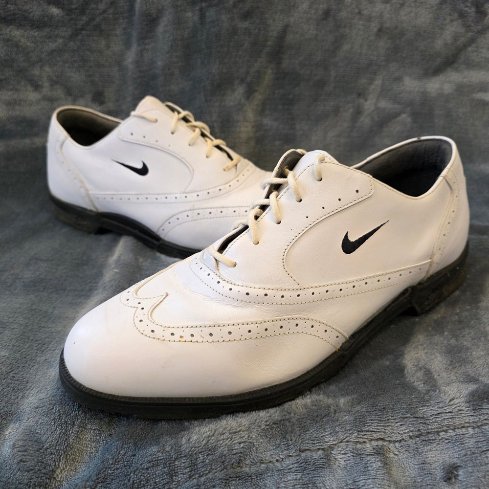 VTG Nike Air Wingtip Golf Shoes White Leather Brogue Mens Size 11 483013-101